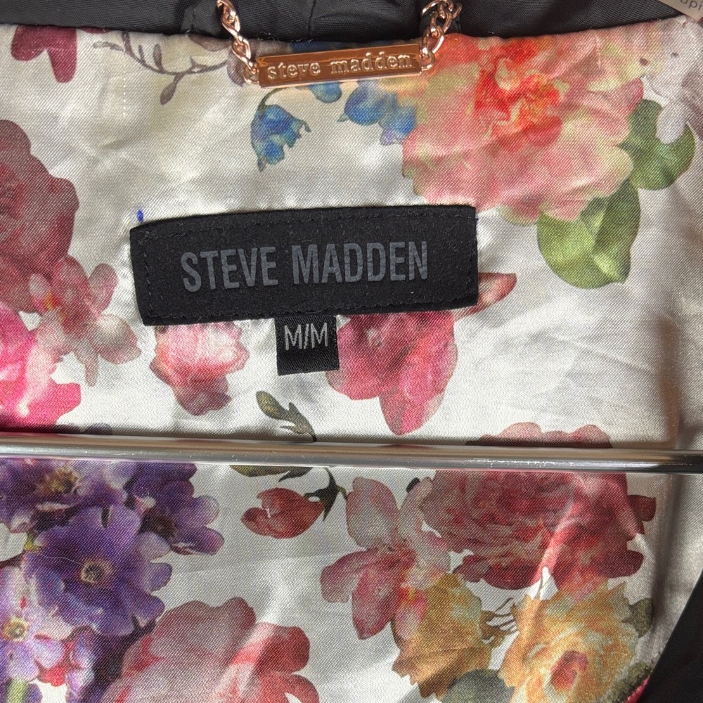 Steve Madden Black Hooded Rain Jacket Medium - Picture 2 of 9